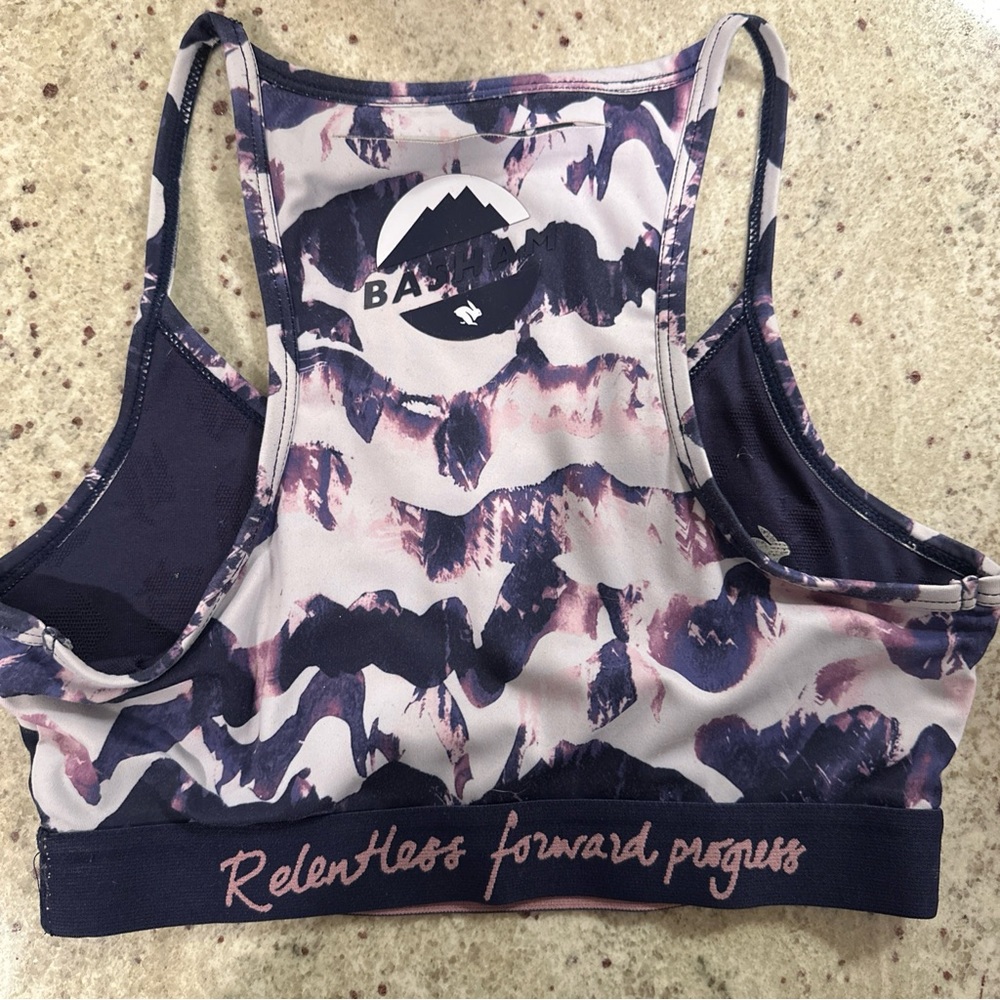 Purple Racerback Sports Bra with Camouflage Pattern